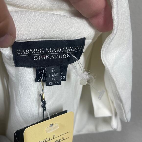 Carmen Marc Valvo 6 Halter Neck Cami Top Side Buttons White Rayon Sleeveless - Picture 9 of 10